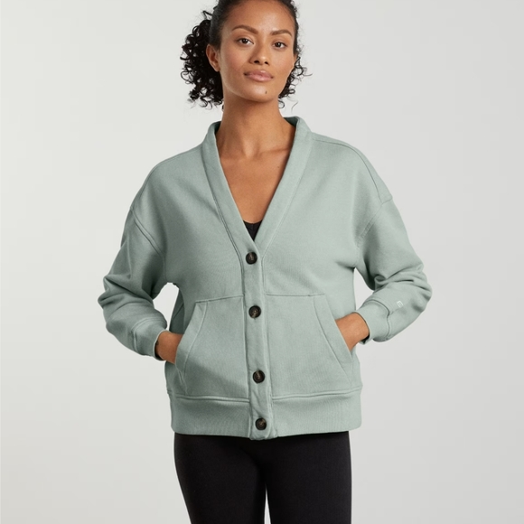 Everlane Sweaters Everlane Organic Cotton Varsity Cardigan Aqua